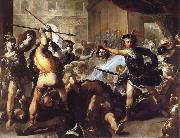 Luca  Giordano Perseus Turning Phineas and his followers to stone Spain oil painting artist